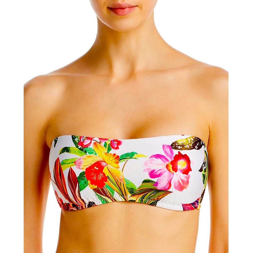 NWT 4 Nanette Lepore bandeau swim top green white new with tags